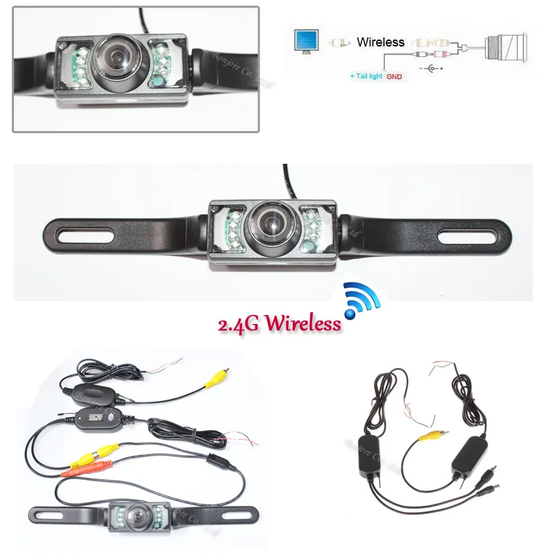 

Wireless Parking System License Plate Car Reversing Cam Backup IR infrared Night Vision Rearview Camera transmitter receiver