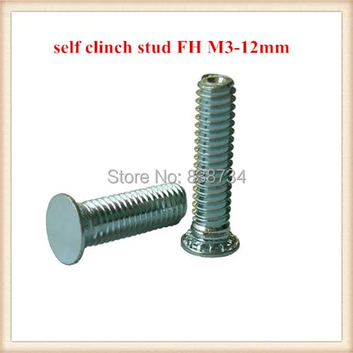 

1000pcs steel with white zinc coated PEM FH m3*12mm self clinching screw pressure riveting screw stud