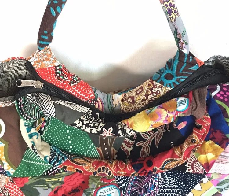 New Hippie Handmade Shoulder Tote Bag Boho Red Patchwork women  (3)