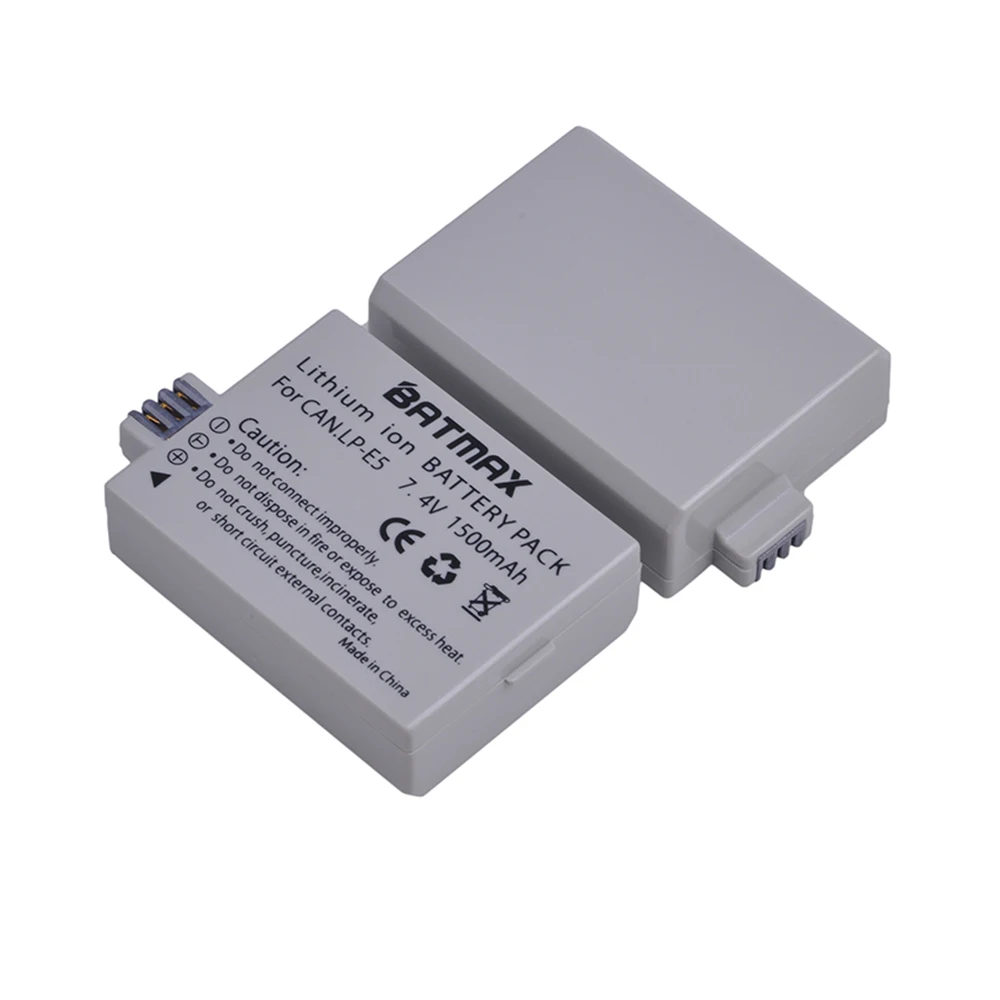 Фото Аккумулятор для фотоаппарата Batmax 1500 мАч LP-E5 LPE5 + двойное зарядное устройство со светодиодной подсветкой USB для Canon EOS Rebel XS, Rebel T1i, Rebel XSi,1000D,500D,450D №3