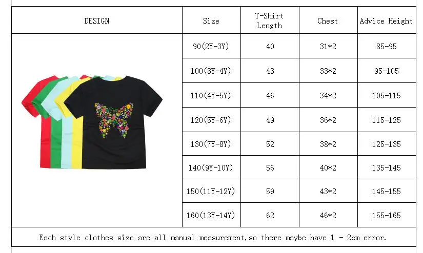 TINOLULING/летние футболки с короткими рукавами и принтом бабочки для девочек детские летние футболки с принтом животных для детей от 2 до 14 лет
