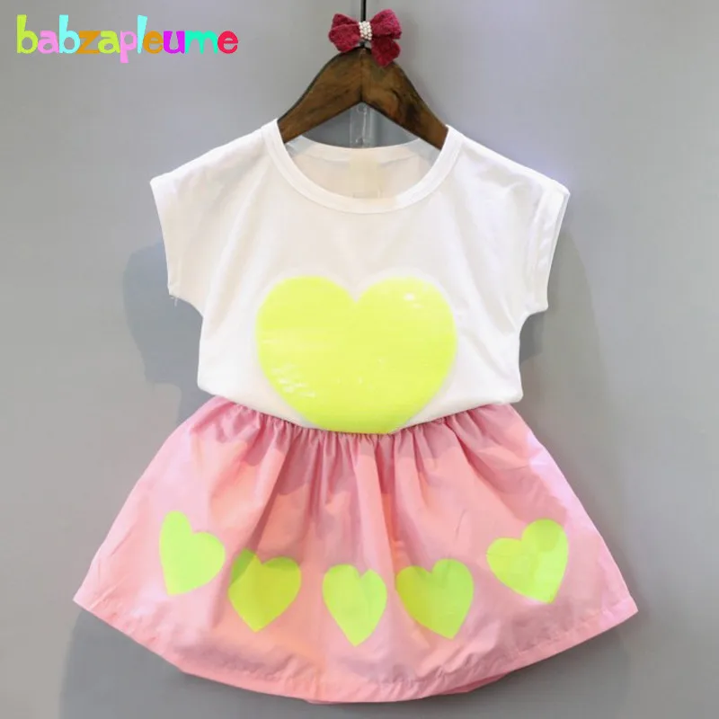 Летняя детская одежда для девочек комплекты детской одежды комплект детской брендовой одежды из 2 предметов: топ + юбка с принтом в виде