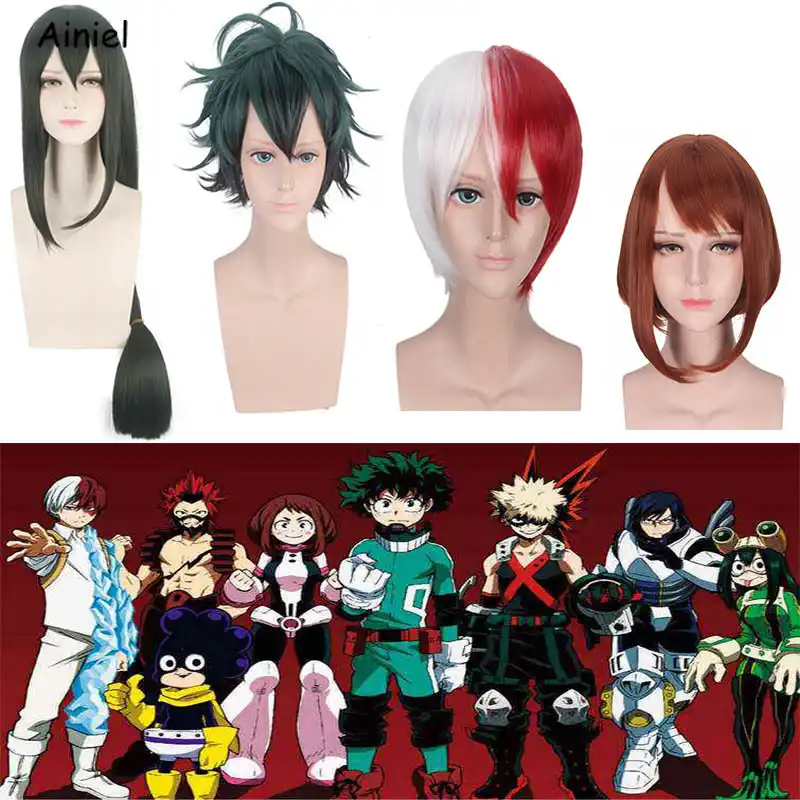 Anime My Hero Academia Cosplay Peluca Asui Tsuyu Largo Sintetico Pelucas De Pelo Corto Ninas Ninos Mujeres Midoriya Izuko Deku Accesorios De Cosplay Aliexpress