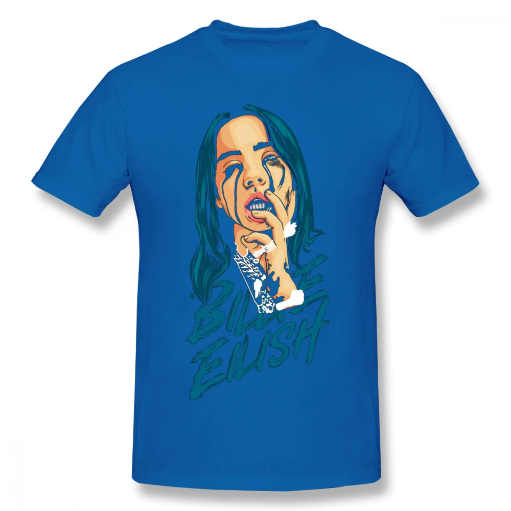 Удивительный океана глаз Billie Eilish футболка унисекс в стиле «хип-хоп»; стильная футболка Hipster футболка - Цвет: Синий