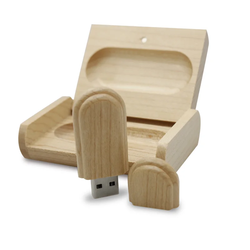 Garunk Christmas Wooden Box USB 2.0 Flash Drive Pen Drive Wood U Disk + Wooden Box Packing 4GB