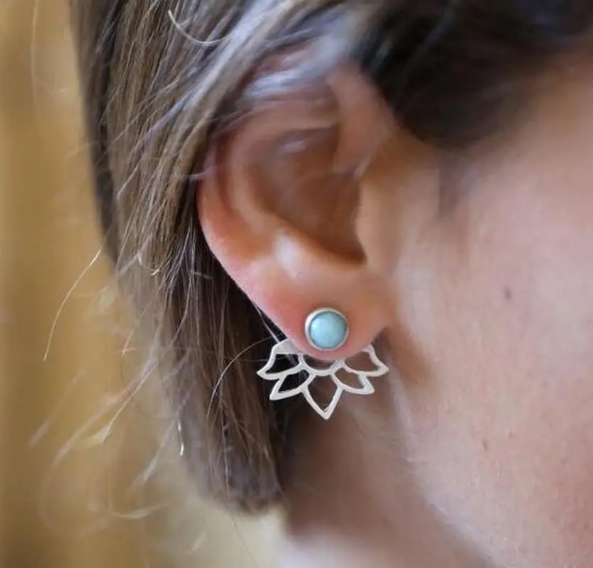 

Crystal Flower drop Earrings For Women fashion Jewelry Double Sided Gold Silver earrings