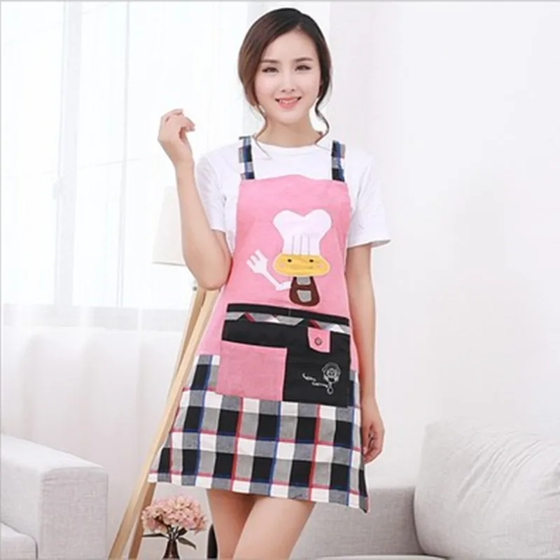 

Cotton Linen Apron Cartoon Chef Pattern Cooking Panting Aprons Restaurant Working Clothes Coffee Use Nail Salon Aprons 3 Colors