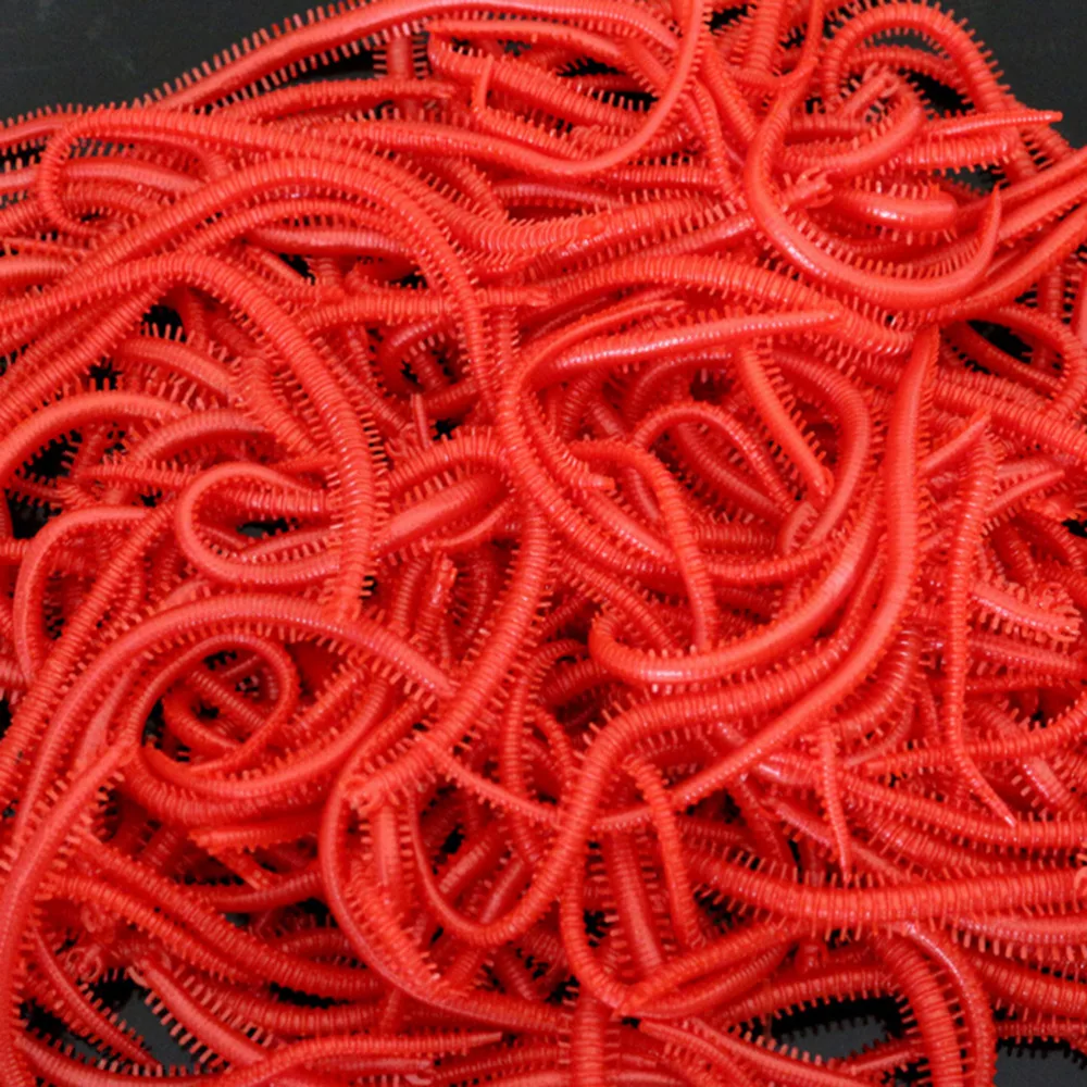 10 Pcs/Set Rubber Fishing Baits Millipedes Red Worm Fishing Tackle Accessories
