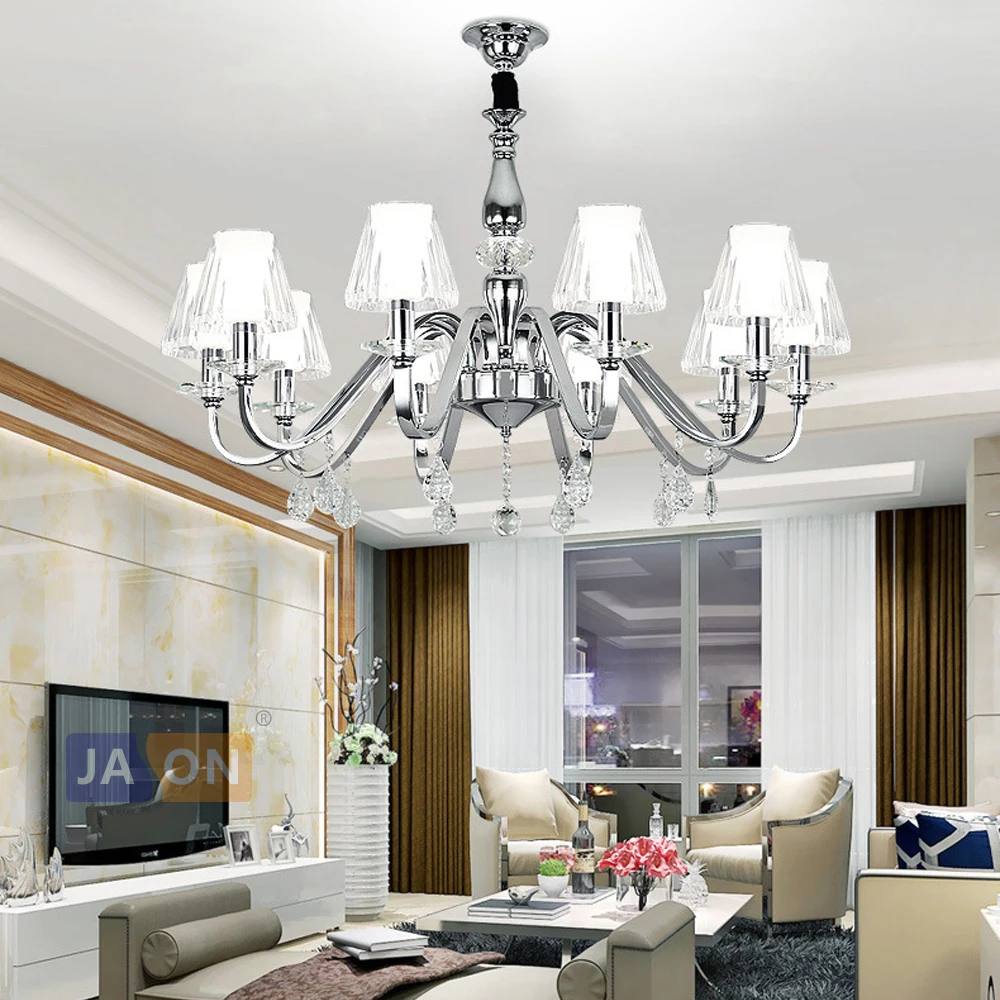 

led e14 Postmodern Iron Crystal Acrylic Chrome LED Chandelier Chandelier Lighting LED Light LED Lamp For Foyer Dinning Room