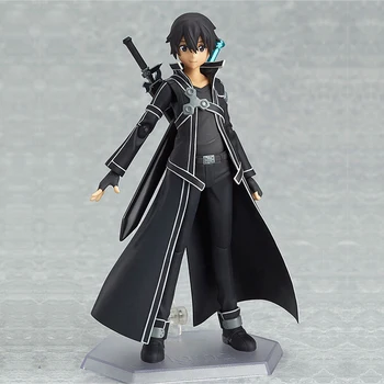 

New 15cm Sword Art Online Kirigaya Kazuto Kirito Figma Figure PVC Figurine CHN Ver/Model Doll With Sword Weapon