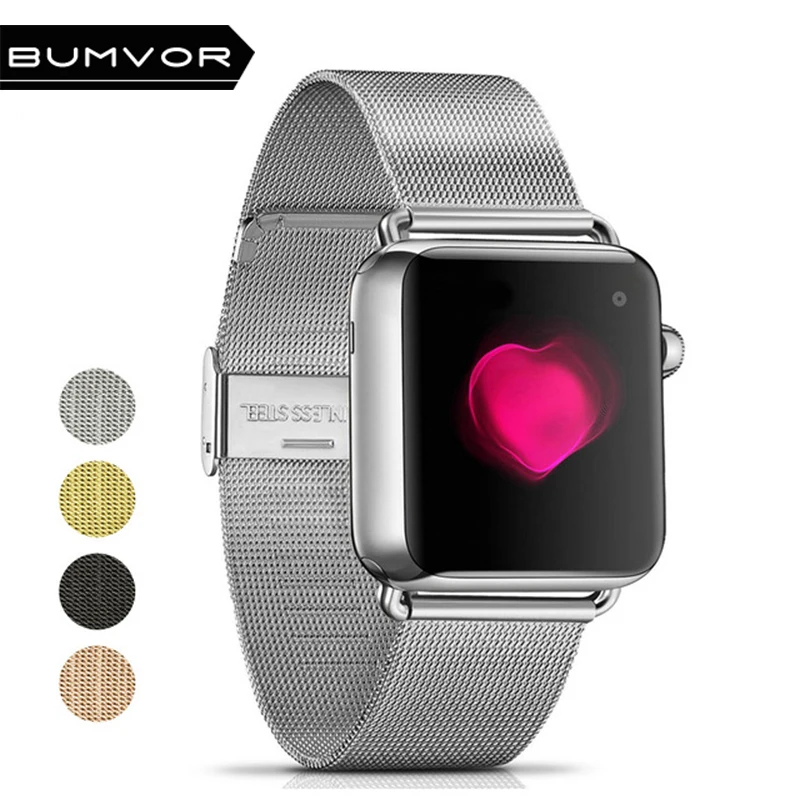 Миланский ремешок для часов Apple Watch 38 мм 42 из нержавеющей стали золотистый женщин