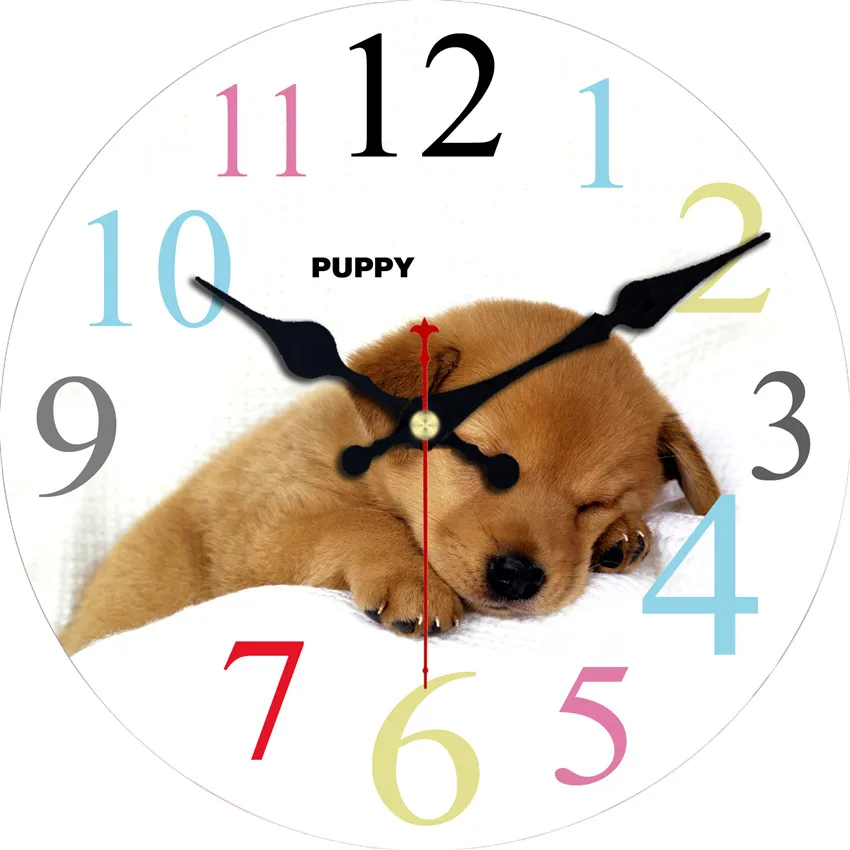 Большие декоративные круглые Настенные часы Fun Little Dog Настенный декор для