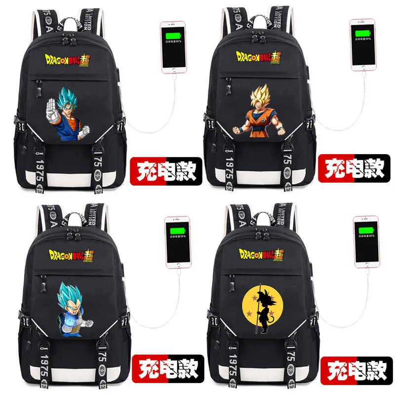 Рюкзак с рисунком Dragon Ball Z, Супер Saiyan, usb-зарядка, школьная сумка для подростков, сумка для книг, сумка на плечо для ноутбука