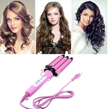 

EU Plug Electric Magic High Quality Magic Hair Curling Ceramic Iron 3 Barrel Clamp Wave Curler Waver Ceramic Curler Curl Irons