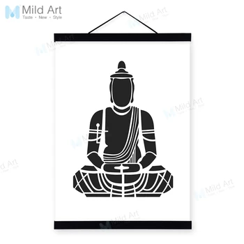 

Abstract Minimalist Zen Buddha Figure Wooden Framed Posters Oriental Living Room Decor Wall Art Pictures Canvas Paintings Scroll