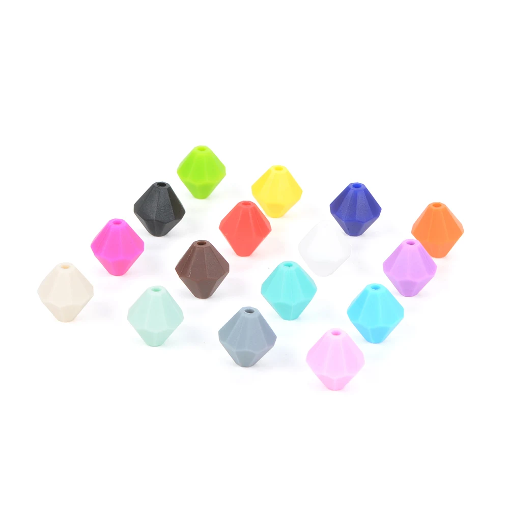 100pcs/lot Diamond Silicone Beads For Silicone Necklace Chew beads Food Grade DIY Jewelry Baby Toy For Teeth BPA Free