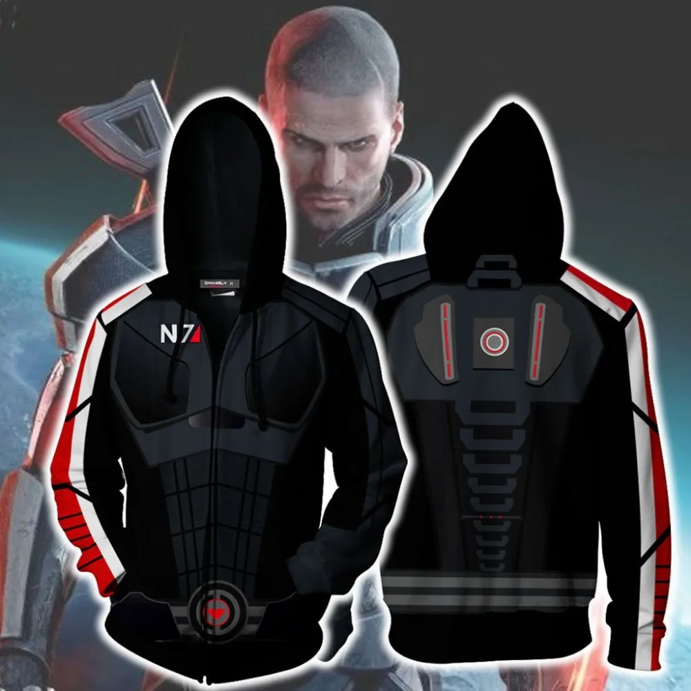 Игра Mass Effect ME1 N7 Косплей Аниме Толстовка костюм Толстовка Куртка пальто для мужчин и женщин Новинка