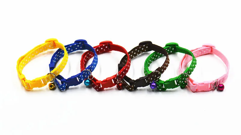

PP Pet Cat Collar Polka Dot Cat Collar Anti-lost Bell "LingLing" Pendant Multicolor Cat Collar Pet Leash Cat & Dog Harness W15
