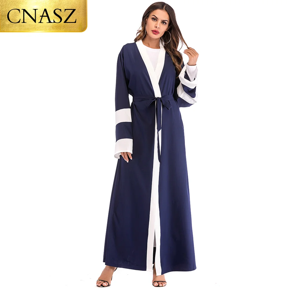 

Muslim Women Fashion Abaya Robe Elegant Open Cardigan Pearls Maxi Long Dress Cuff Dubai