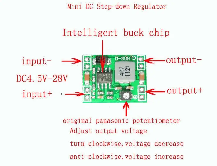 

DC-DC Adjustable Buck Converter Voltage Step Down Regulator Module 3.3v 5v 12v
