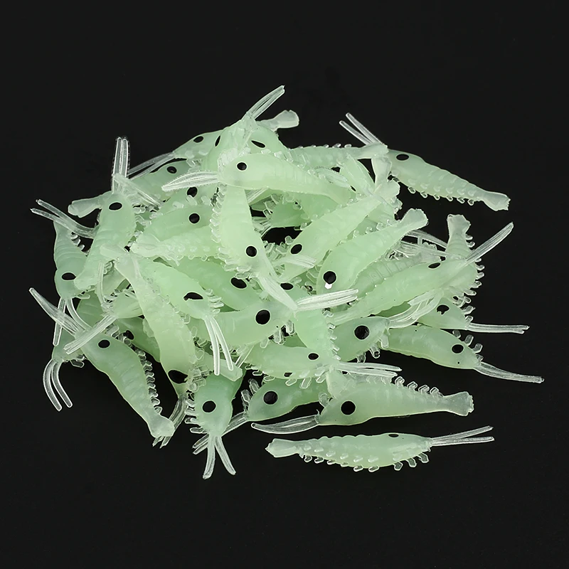 

100pcs/lot Small Size Luminous Shrimp Fishing Lure Soft Fish Lure Fake Noctilucence Bait 3cm Shrimp Fishy Smell