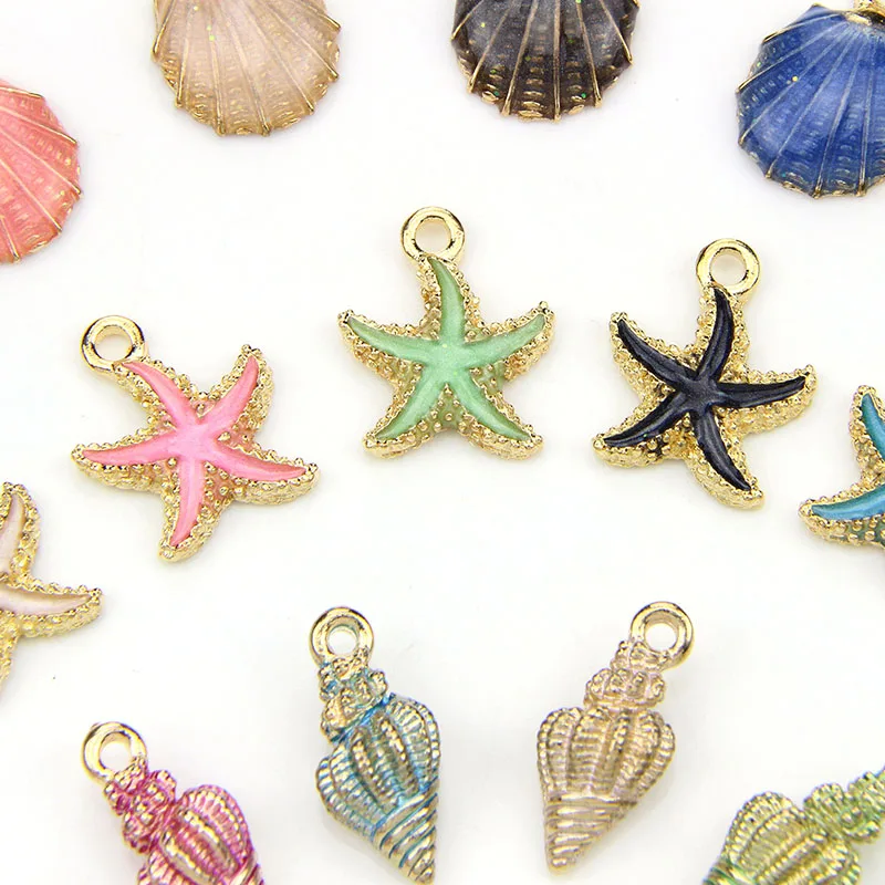 15 шт цветные морские звезды раковины морские эмалированные Подвески DIY браслет ожерелье Сережка бижутерия аксессуар DIY ремесло