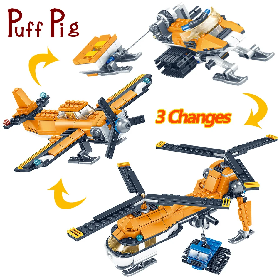 

Puff Pig 348PCS Legorreta Military Helicopter Model Technic Plane Diy Building Blocks Toy Bricks Children Educational Toys Jouet