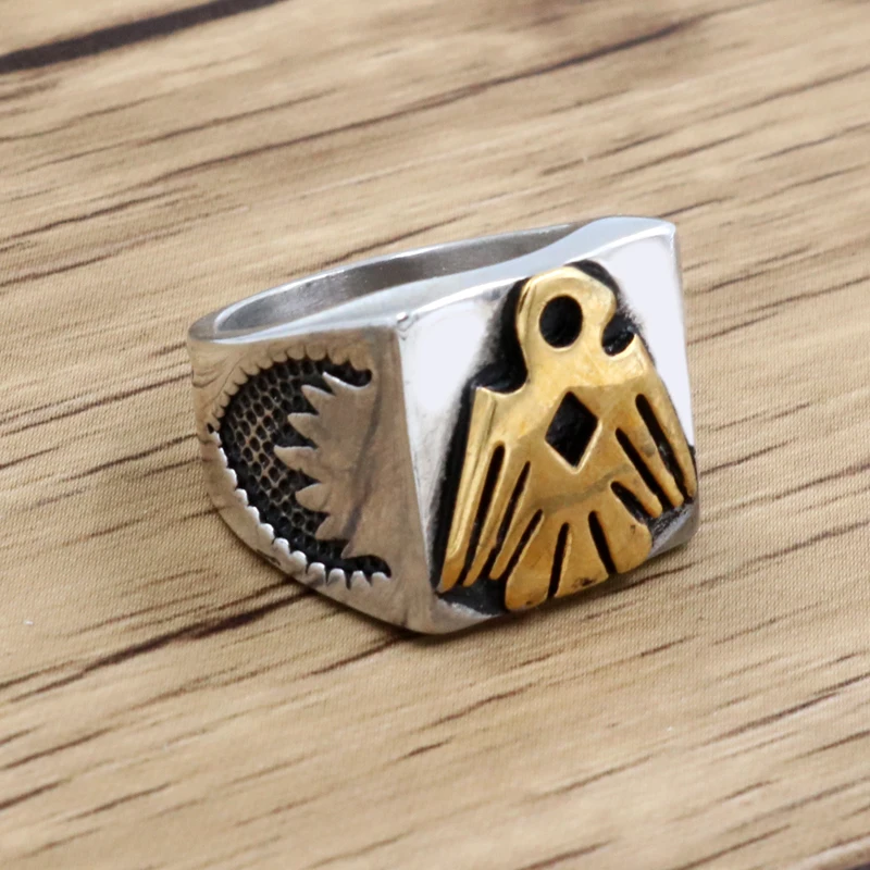 

Wholesale High Quality Men Jewelry 316L Stainless Titanium Steel Bird Of Peace Ring Jewelry Unique Man's Style Accessories 11223