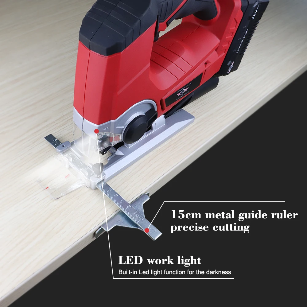 

HEPHAESTUS 20V Cordless Jig Saw Scroll saw Electric Saw Power Tool Quick Change Blade LED Light Guide With 6Pcs Blades mini saw