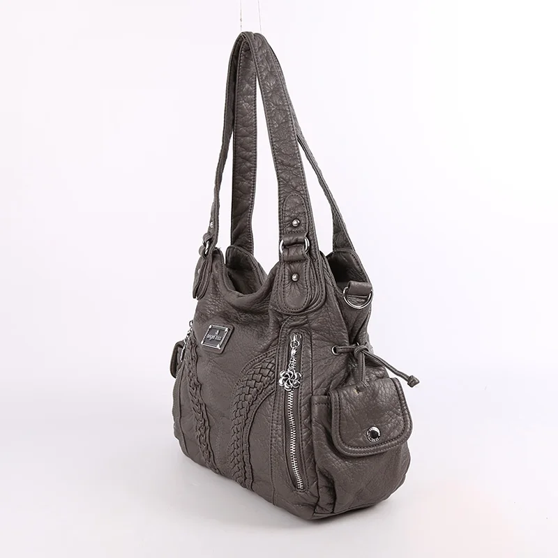 Koop Fashion Hoge Kwaliteit Casual Designer Hobos Tote Handtas Vrouwen Tassen Gewassen Pu Lederen Schoudertas Sling Tassen Voor Dames