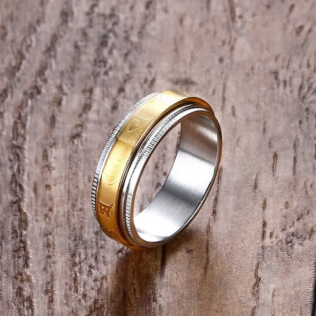 Mprainbow Men Women Rings Stainless Steel Tibetan Gold Rotating Mprainbow Men Women Rings Stainless Steel Tibetan Gold Rotating Blessing Ring Color Sanskrit Buddhist