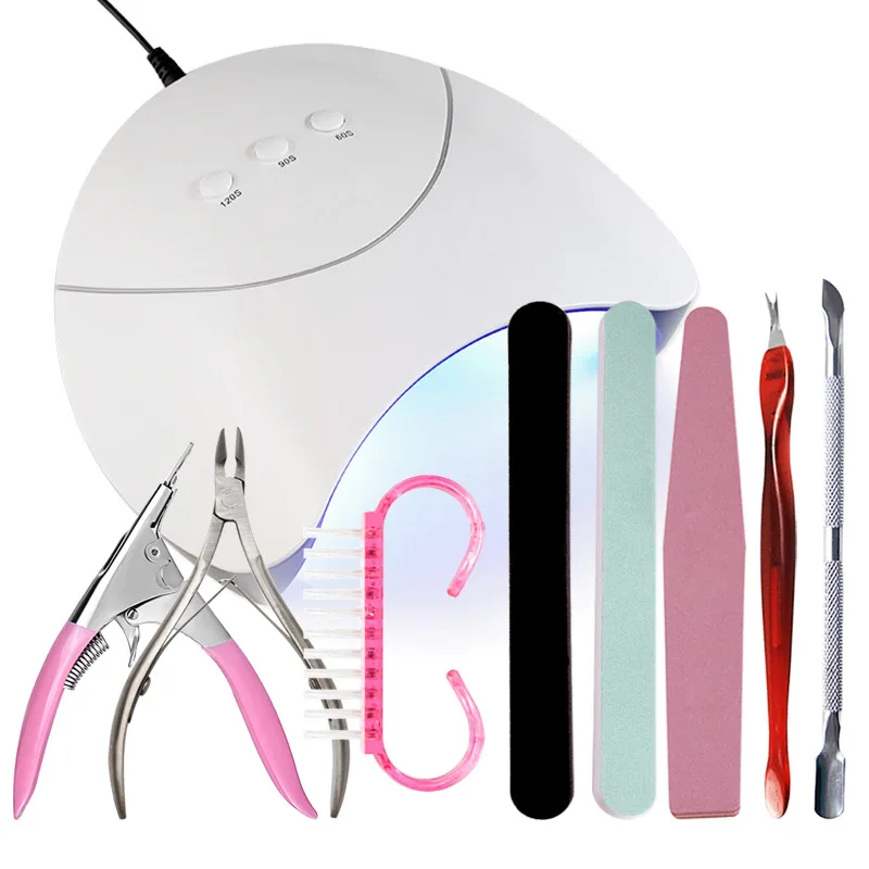 36w White Lamp Kit Профессиональный маникюрный набор YIFEI с 6 Вт/36 Вт светодиодный Сушилка для ногтей Профессиональный гель-набор для ногтей Полупостоянный стартовый набор для ногтей с УФ-лампой - Цвет: 36w White Lamp Kit