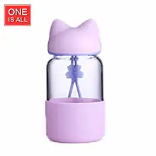 OneIsAll 340ml Fox Glass Cup Bottle for water Coffee Mug Drinking with lid SB60283