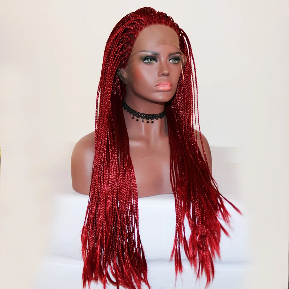 Fantasy Beauty Long Braided Hair Synthetic Lace Front Wigs Dark