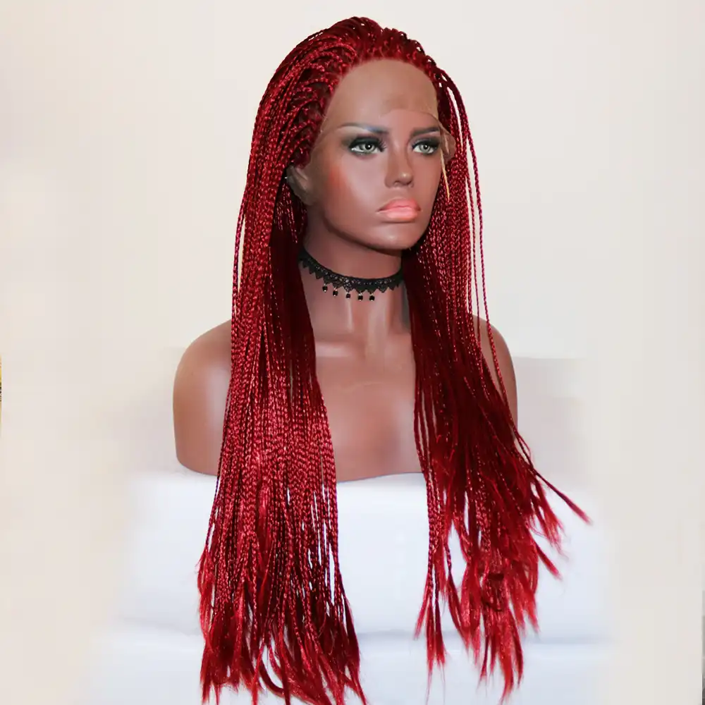 Fantasy Beauty Long Braided Hair Synthetic Lace Front Wigs Dark