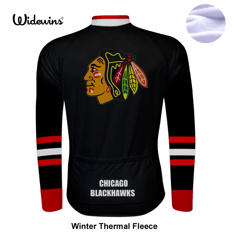 Chicago blackhawks Pro тканевая зимняя высококачественная велосипедная Джерси, длинная гоночная профессиональная велосипедная Джерси, Зимняя Теплая Флисовая 8002