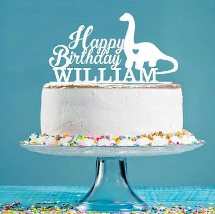 Decoration De Gateau De Dinosaure En Acrylique Nom De Famille Personnalise Decorations De Fete De Bapteme Pour Bebe Aliexpress