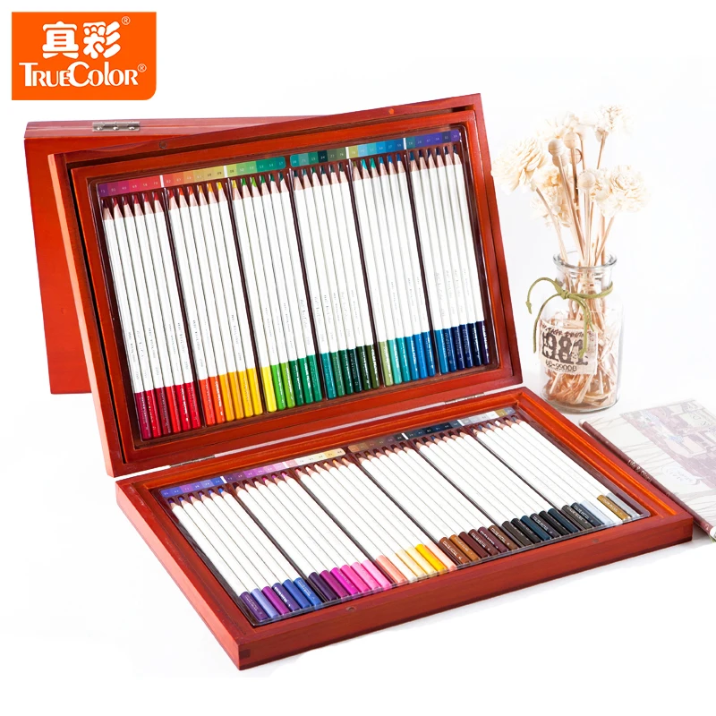 

72/108 colors Wooden Colored Pencil Set Carton Package Oily Coloring Drawing Pencil Pastel Pencils with wood box for package