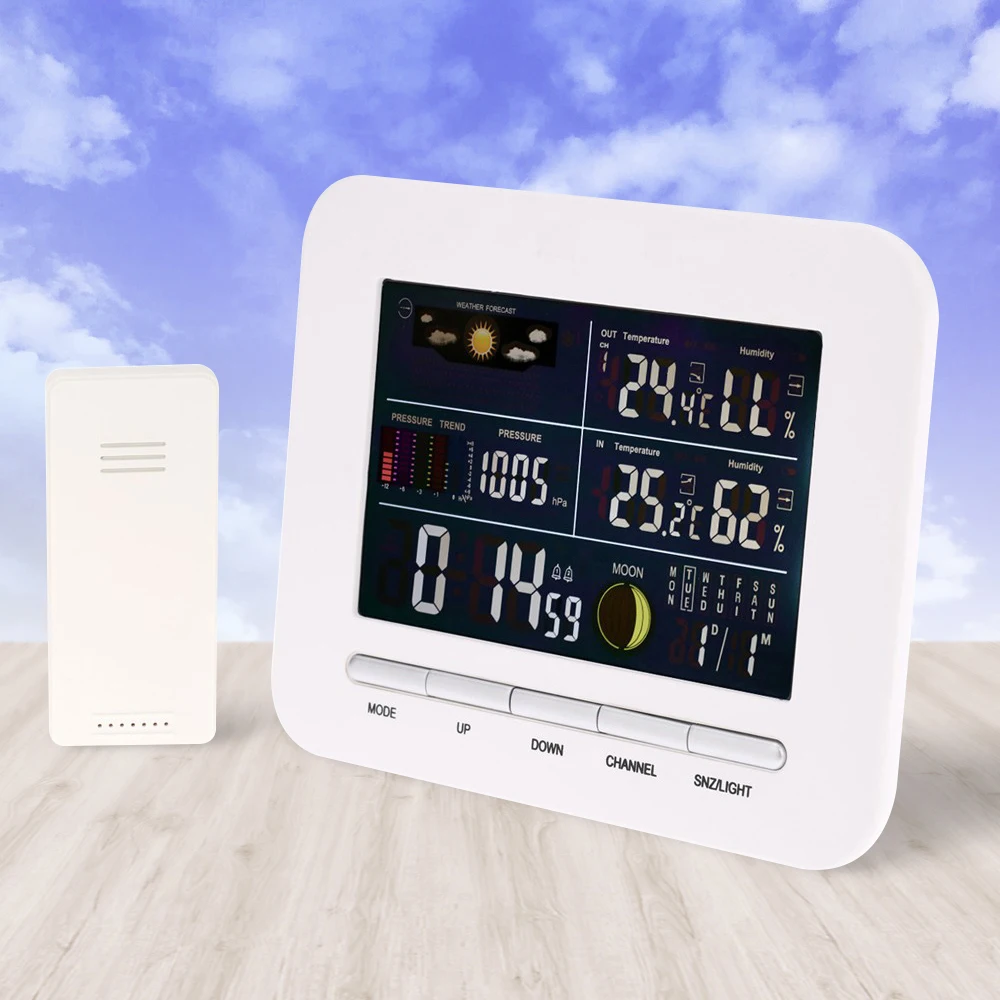 

Digital Hygrometer Thermometer Multi-function Temperature Humidity Meter Wireless Weather Station Indoor Outdoor Tester EU Plug