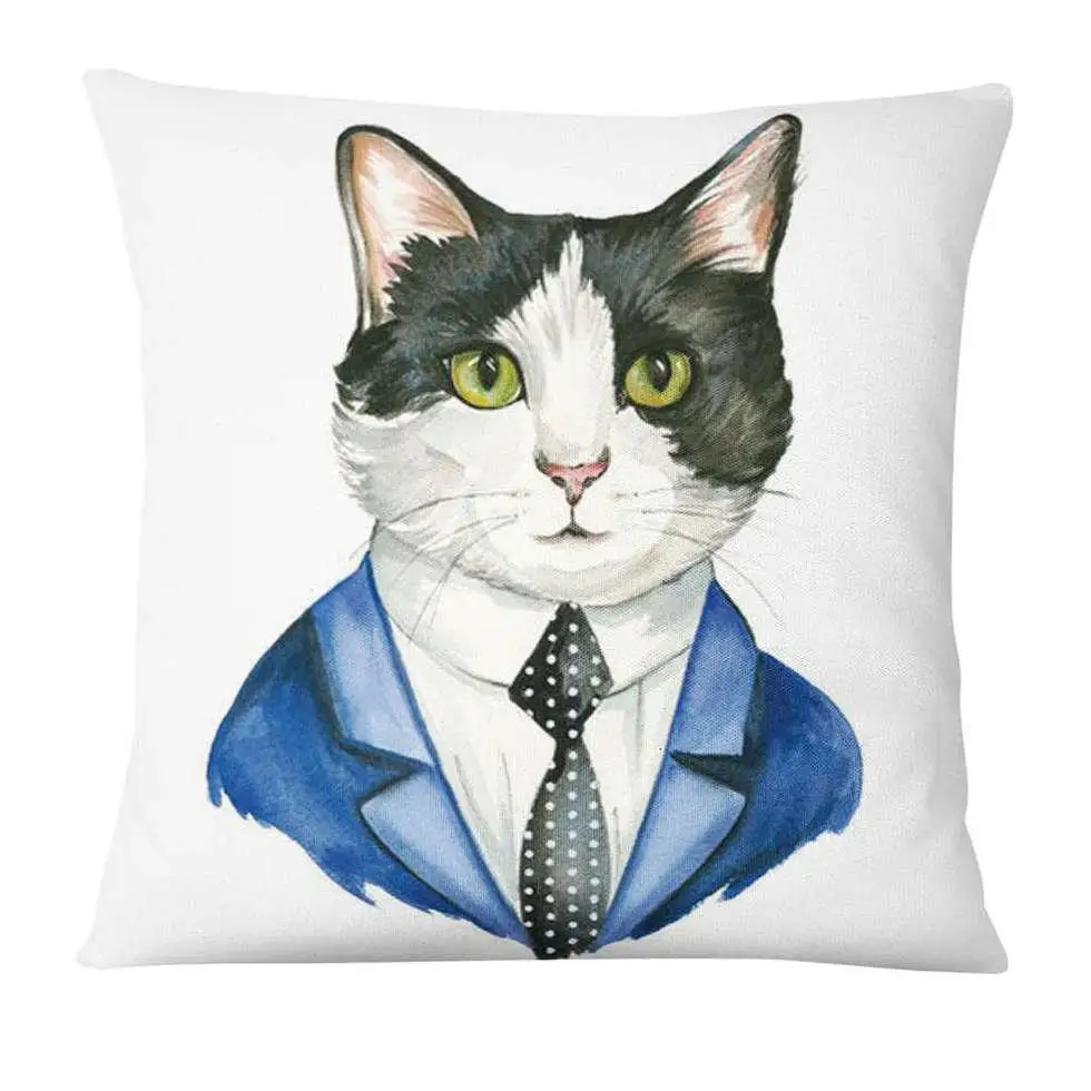 Hand Painted Cartoon Cat Digital Printed Pillowcase Home Pillow Decoration Almofadas Decorativas Para Sofa Throw Pillow 45*45 