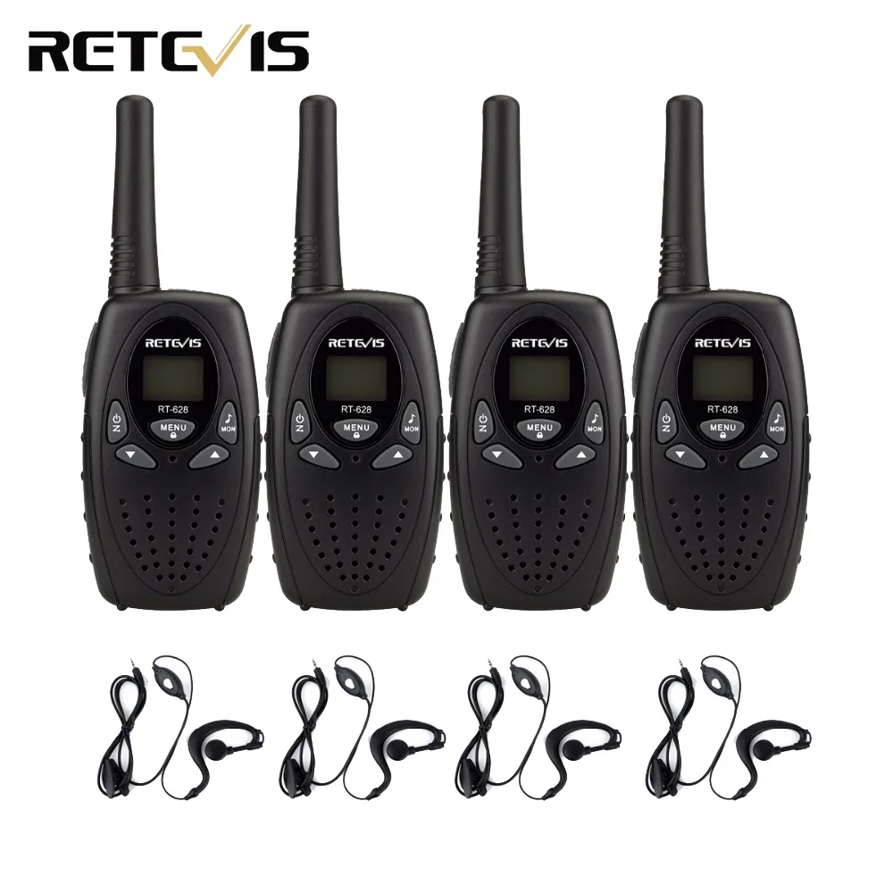 4 шт. детская рация RETEVIS RT628 0,5 Вт UHF PMR446 частота радиостанции+ 4 наушника A1026