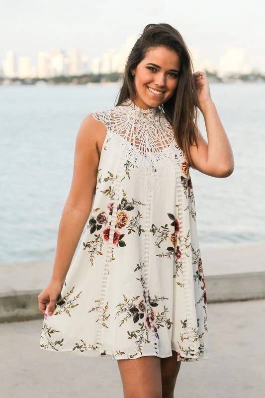 short white floral dress