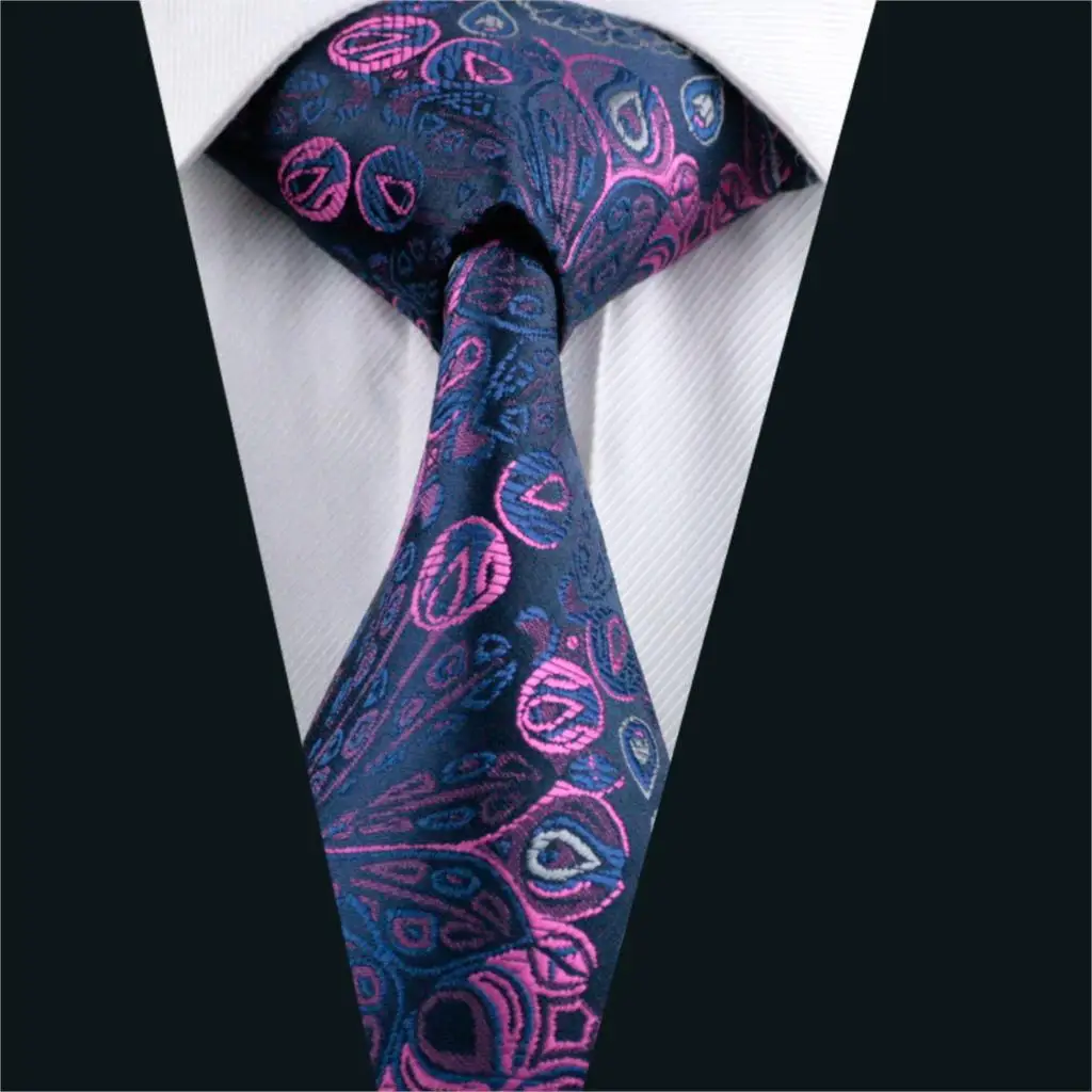 DH 483 Mens Silk Tie Purple Floral NeckTie 100 Silk Jacquard Ties For