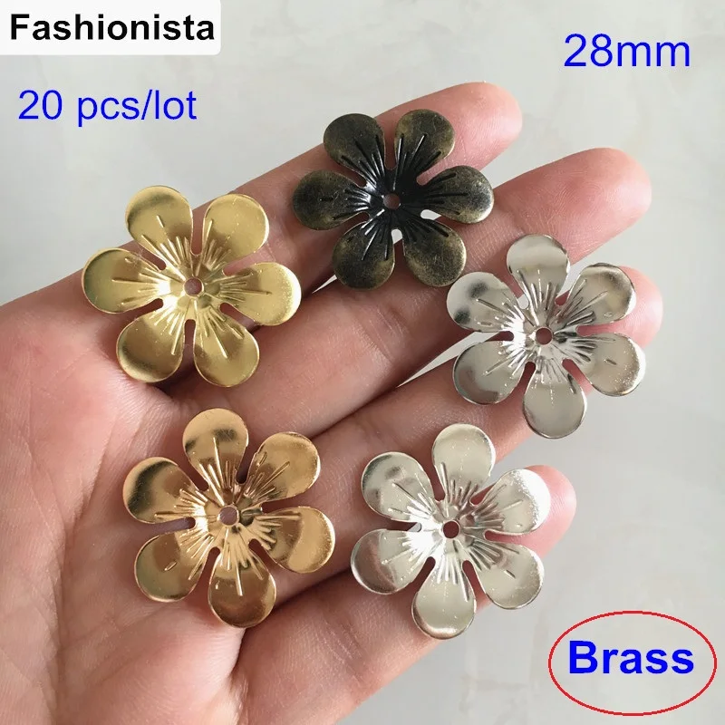 Free Shipping 20 Pcs 28mm Metal Stamping Flowers,6 Petal Flower Brass