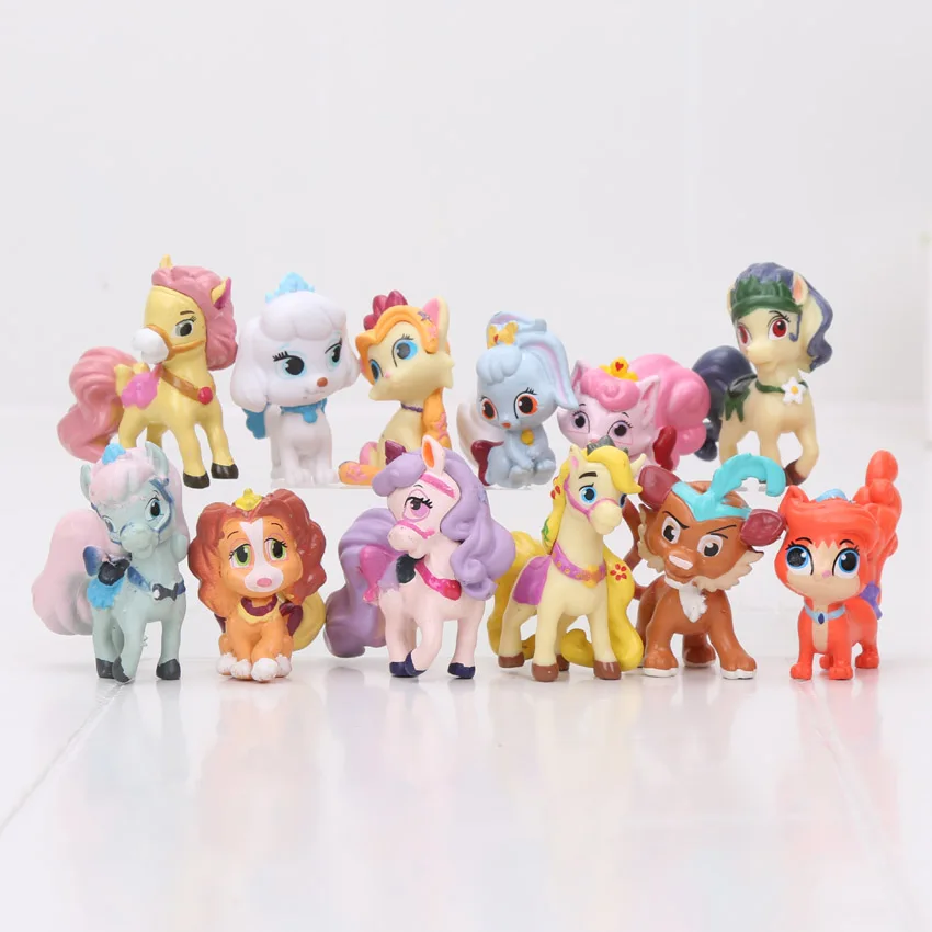 

12pcs/set 4-6cm Princess Figures Palace Pet Snow White's Puppy Action PVC Collectible Model Figure Toys Doll For Girls Gifts