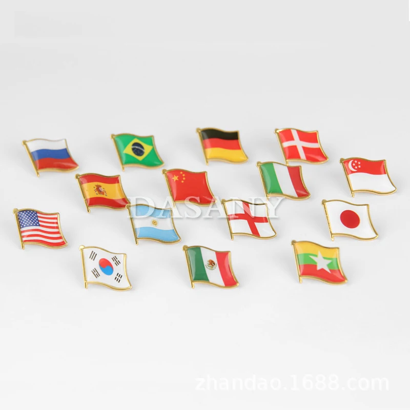 

Flying World Flags Collar Lapel Pin Badge Brooches Ornament China Britain USA Japan Italy Switzerland Can be Customized