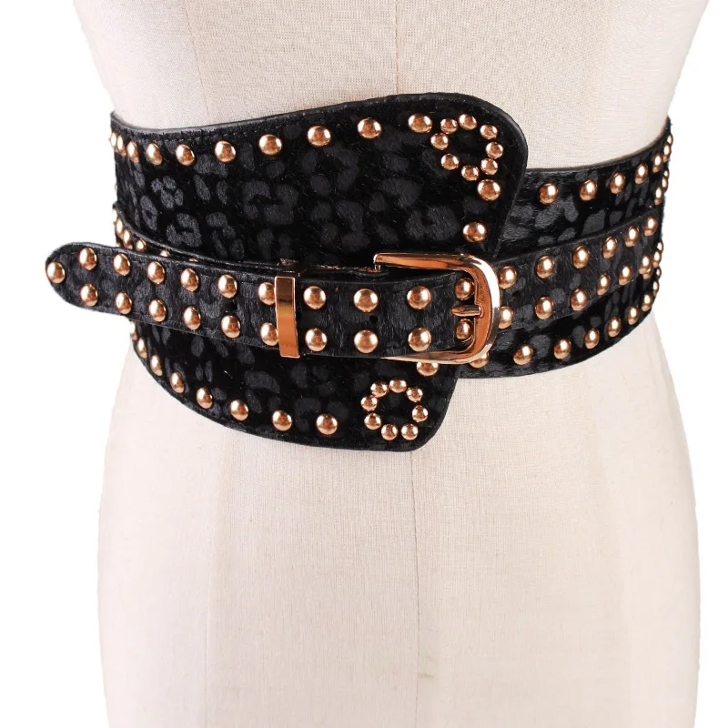 2018 European Rivet Studded Waist Belt For Women Elastic Corset Belts