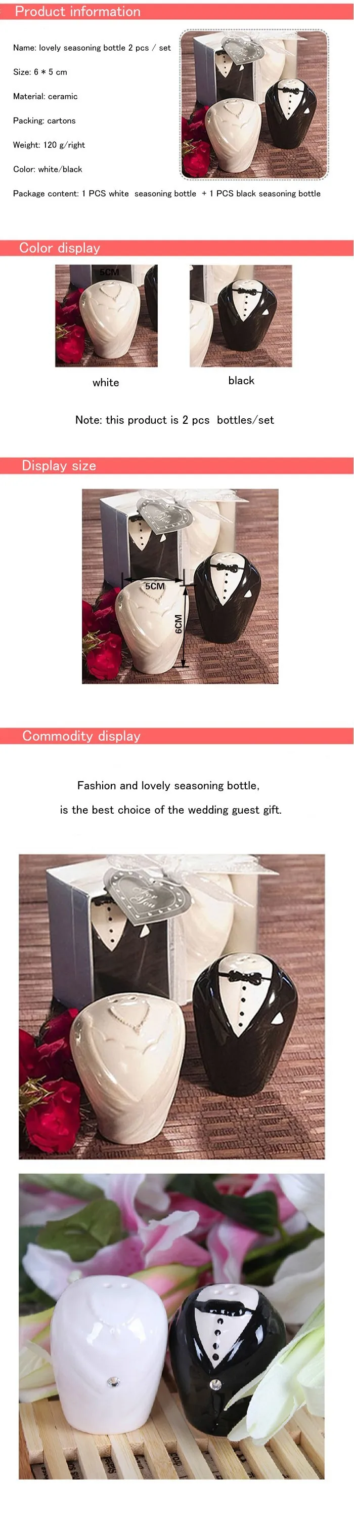 2 шт./набор керамическая Свадебная форма платья перцовые шейкеры бутылка приправы подарки на день рождения на свадьбу принадлежности, домашний декор искусство ремесла