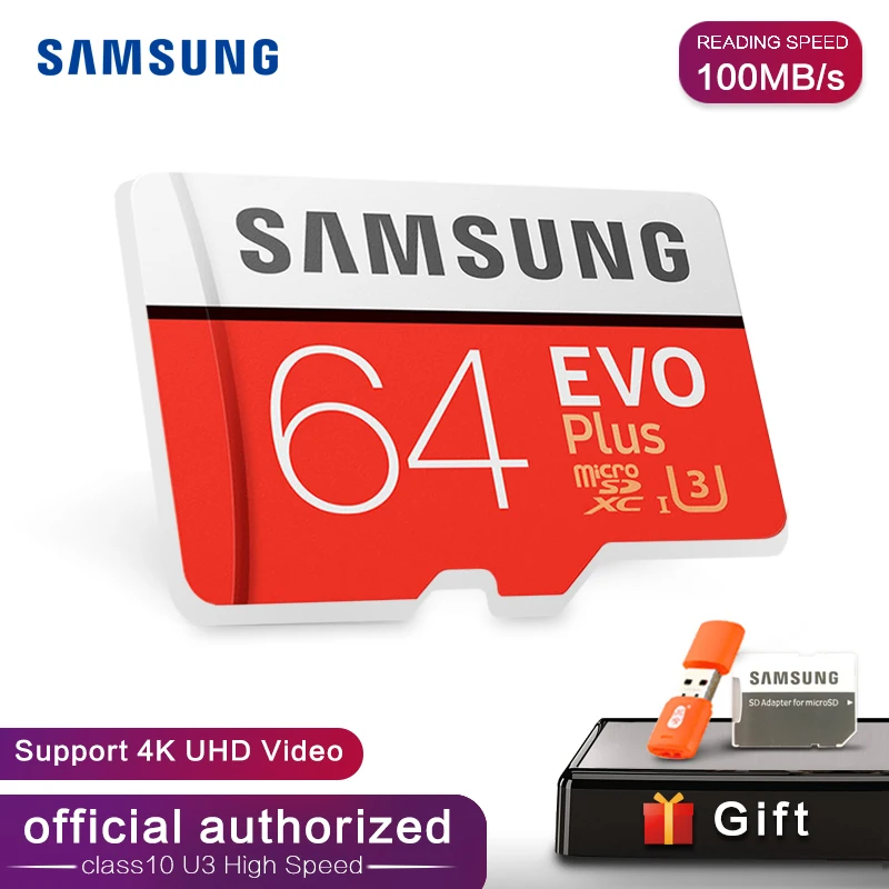 SAMSUNG TF Micro SD карта памяти MicroSD EVO Plus класс 10 U3 32 Гб 64 Гб 128 ГБ 256 ГБ 512 Гб Смартфон планшет камера