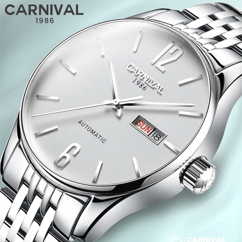 Часы CARNIVAL Sapphire crystal Классические Мужские автоматические механические часы с